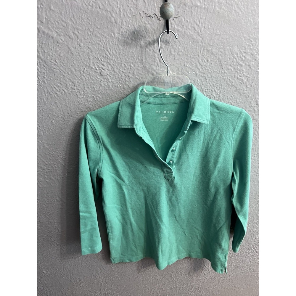 Talbots Women's 3/4 Sleeve‎ Greenish Polo Shirt Size XS